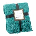 Deerlux 60 x 50 in. Decorative Chenille Throw Blanket with Fringe, Turquoise DE435610